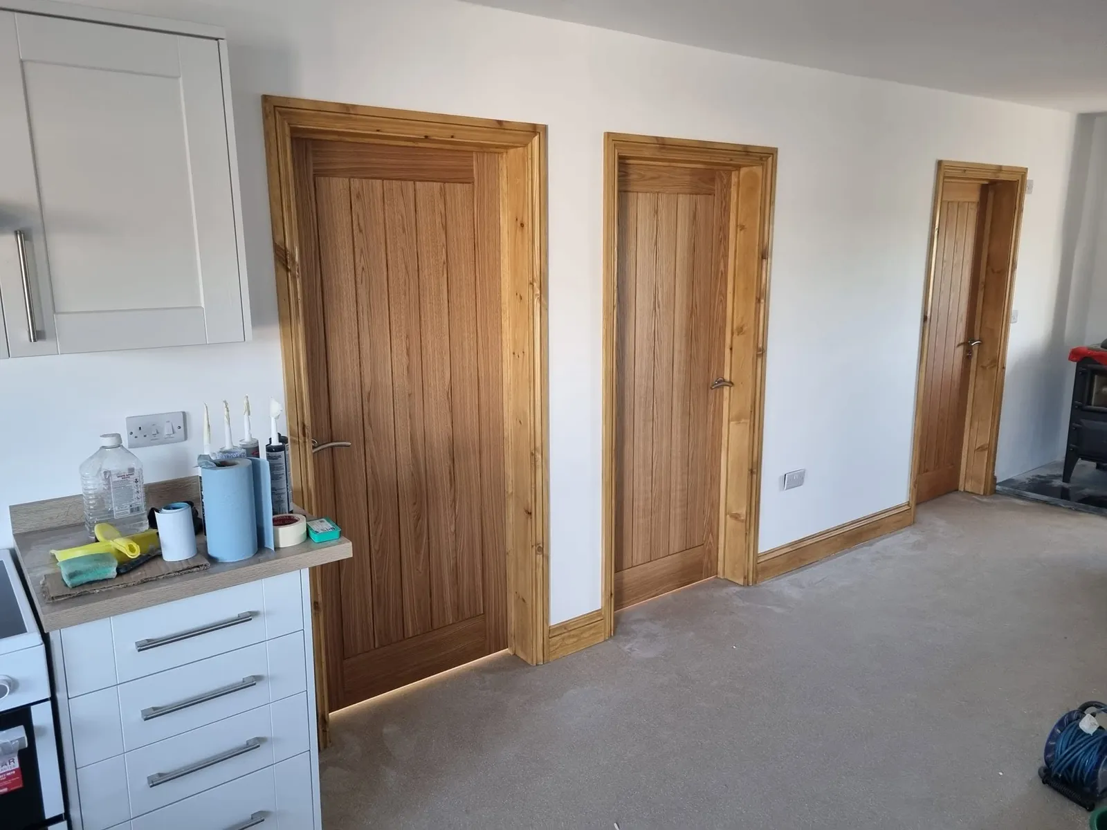 New doors, frames and skirting